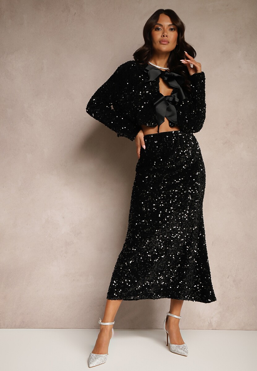 Złota Bluzka z Cekinami o Krótkim Kroju Berigala