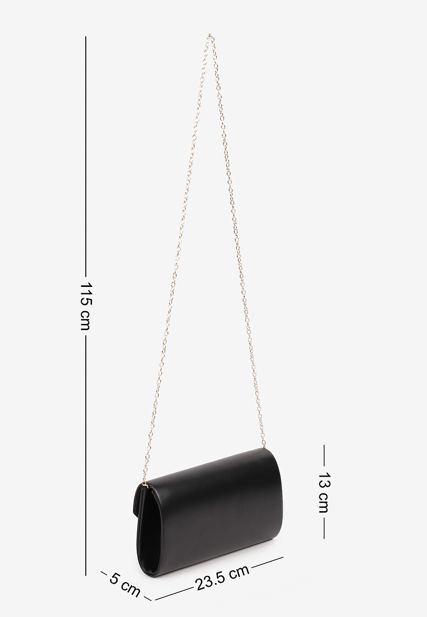 Czarna Klasyczna Torebka Kopertówka z Odpinanym Łańcuszkiem Rinithara