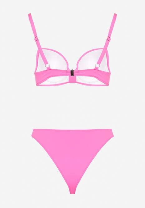 Fuksjowe Bikini Biustonosz i Majtki Figi z Aplikacją z Cyrkoniami Nateria