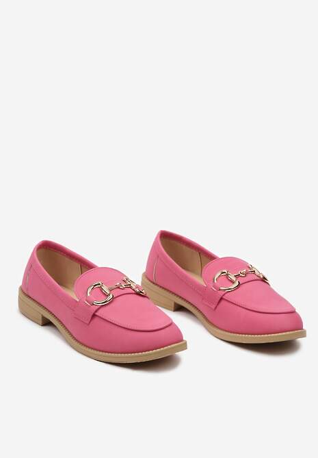 Fuksjowe Mokasyny Ozdobione Klamerką i Przeszyciem Ellvina