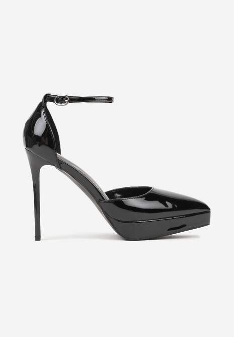 Czarne Szpilki Lakierowane z Platformą Nilafera