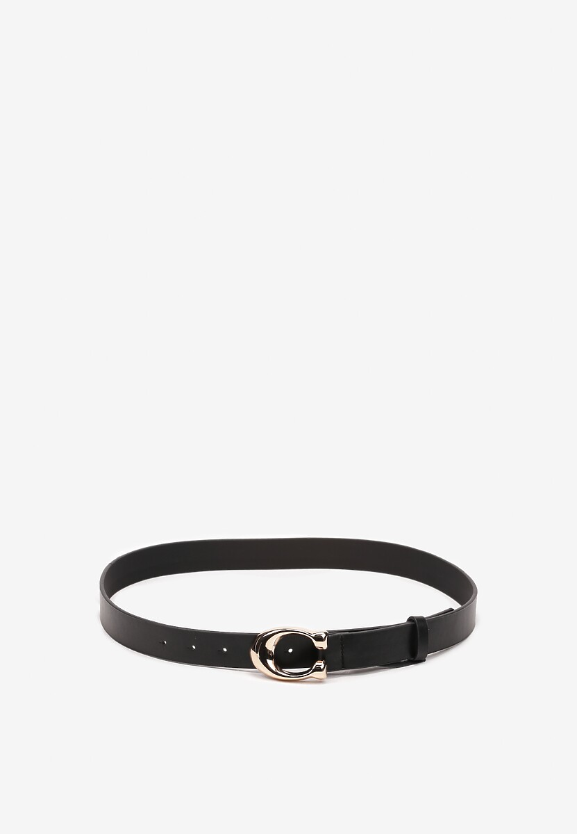 Czarny Pasek z Klamrą o Złotym Połysku Prallia