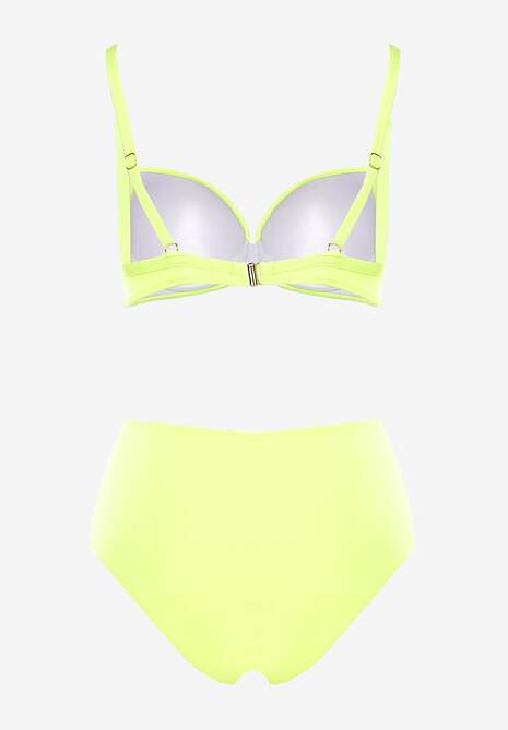 Jasnozielone Bikini Usztywniany Biustonosz na Regulowanych Ramiączkach i Majtki z Wysokim Stanem Olamarie