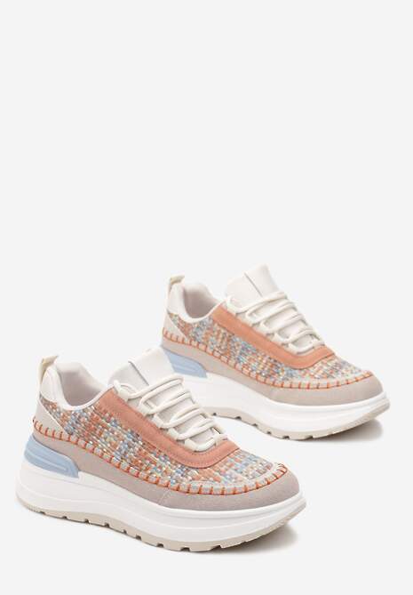 Pomarańczowe Sneakersy na Platformie Buffona