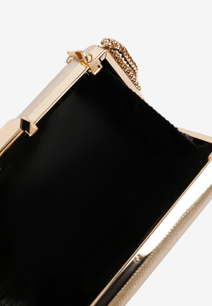 Złota Torebka Kopertówka z Łańcuszkiem Ozdobiona Połyskiem Jalida