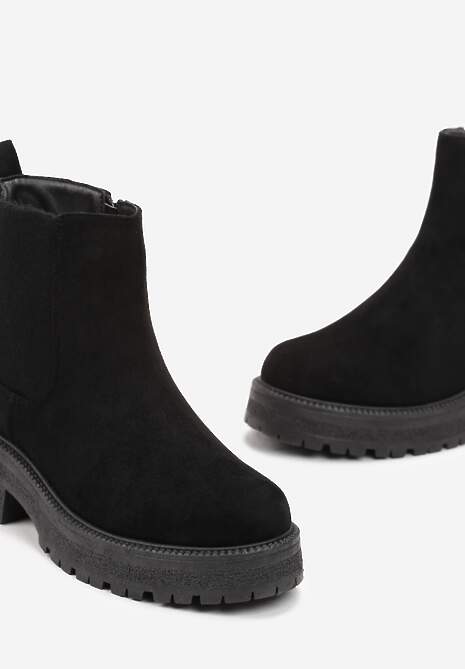Czarne Botki Sztyblety na Platformie Nomentta