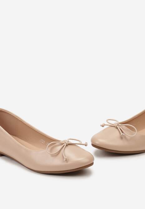 Beżowe Klasyczne Balerinki z Subtelną Kokardką Fanvia