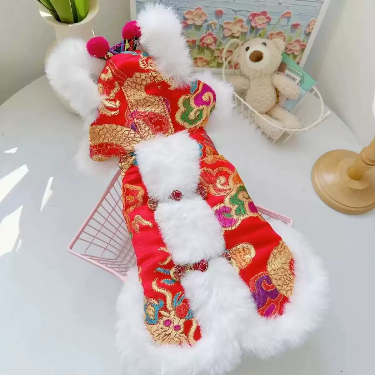 Winter New Year Pet Warm Outfit - Tiger & Lion Design