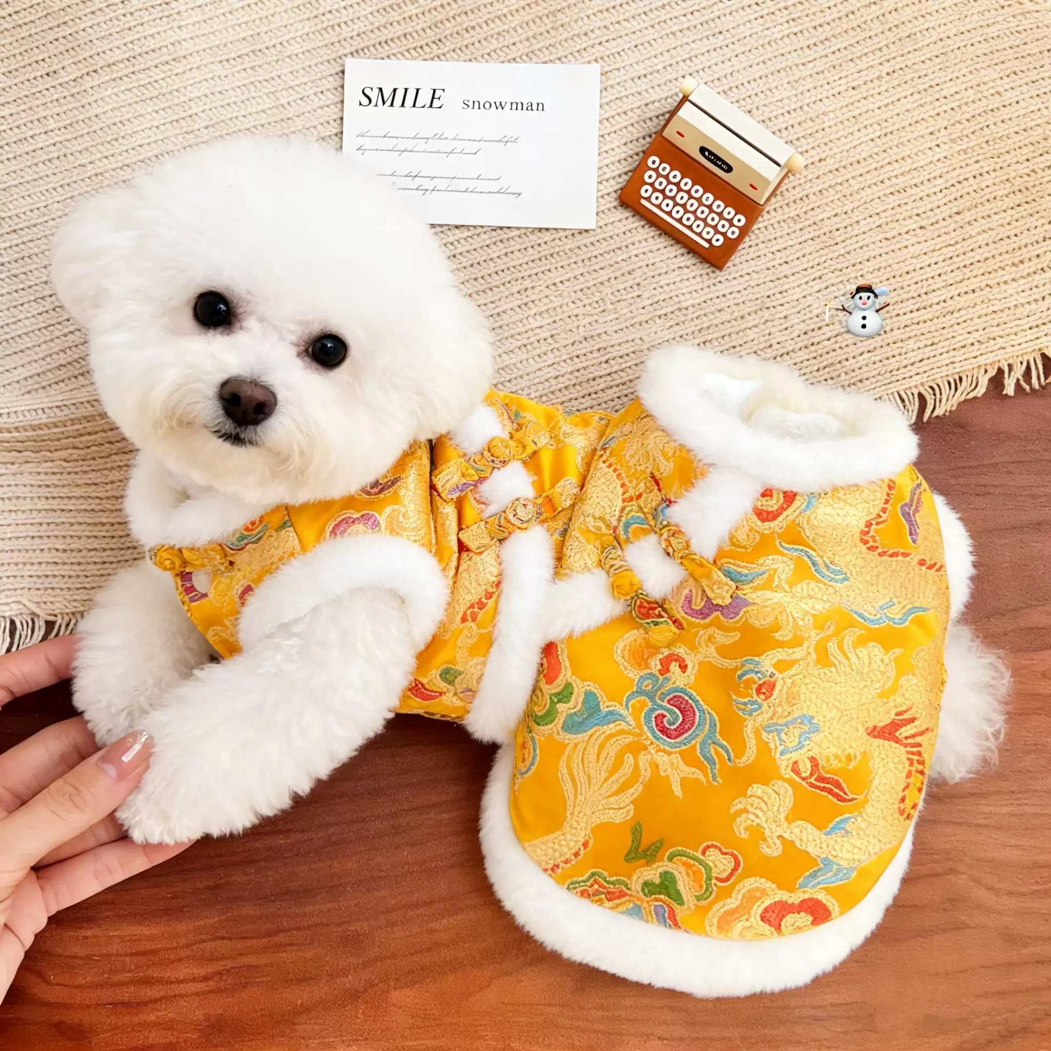 Winter Thickened Chinese Style Pet Tang Suit - Red New Year Outfit