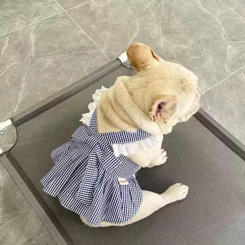 Summer Sleeveless Dress for Pet Dogs - Grid Pattern Scarf Vest for Small, Medium, and Large Dogs