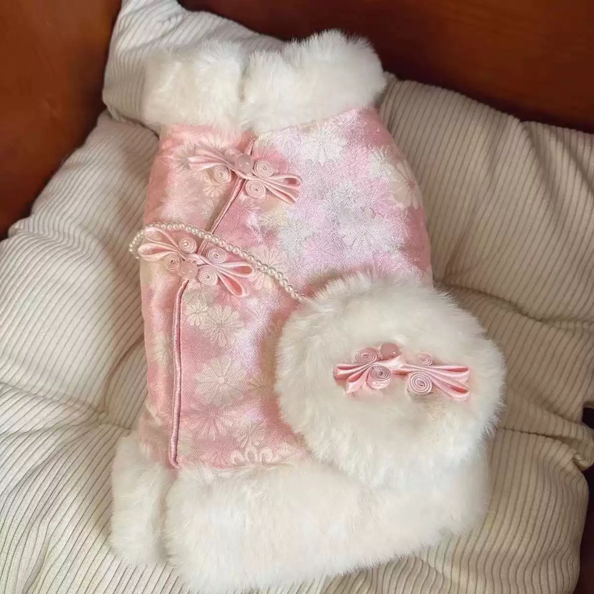 New Style Pet Fleece-lined Two-piece Tang-style New Year Outfit