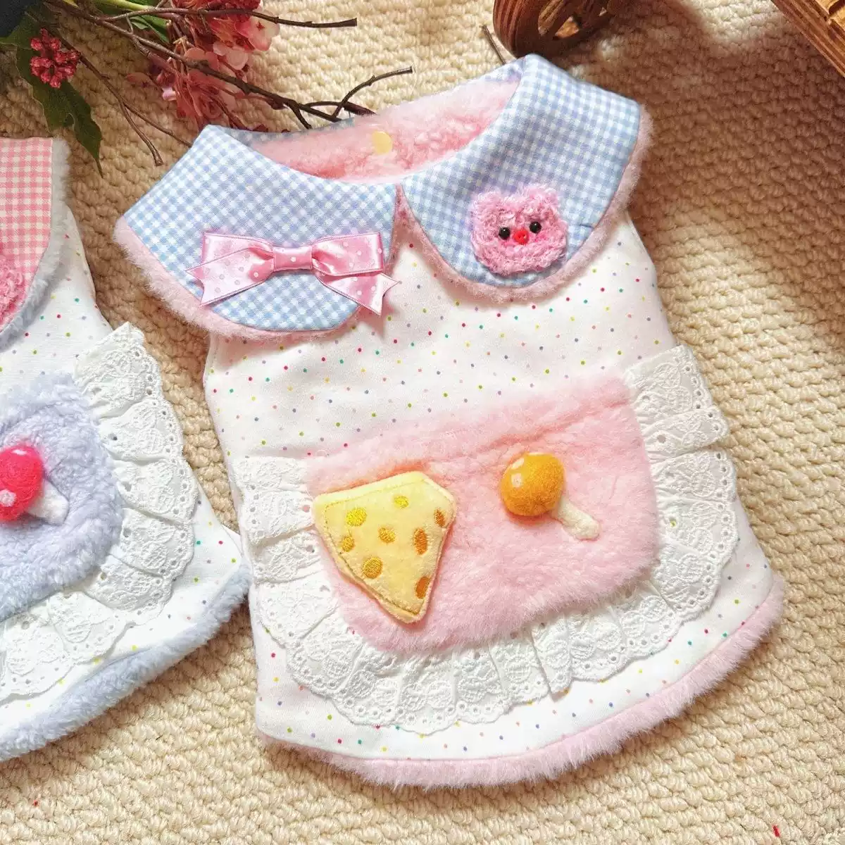 Cute Pig Plaid Fleece Pet Sweater - Dog & Cat, Winter/Fall