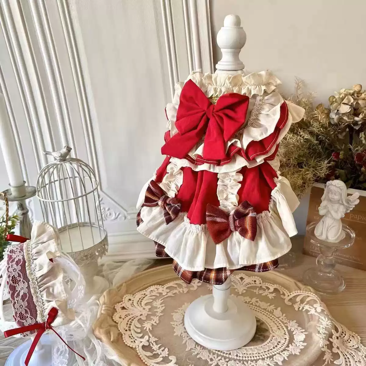 Vintage Chinese New Year Princess Dress for Small Dogs & Cats (Pomeranian, Bichon Frise, Yorkshire Terrier)