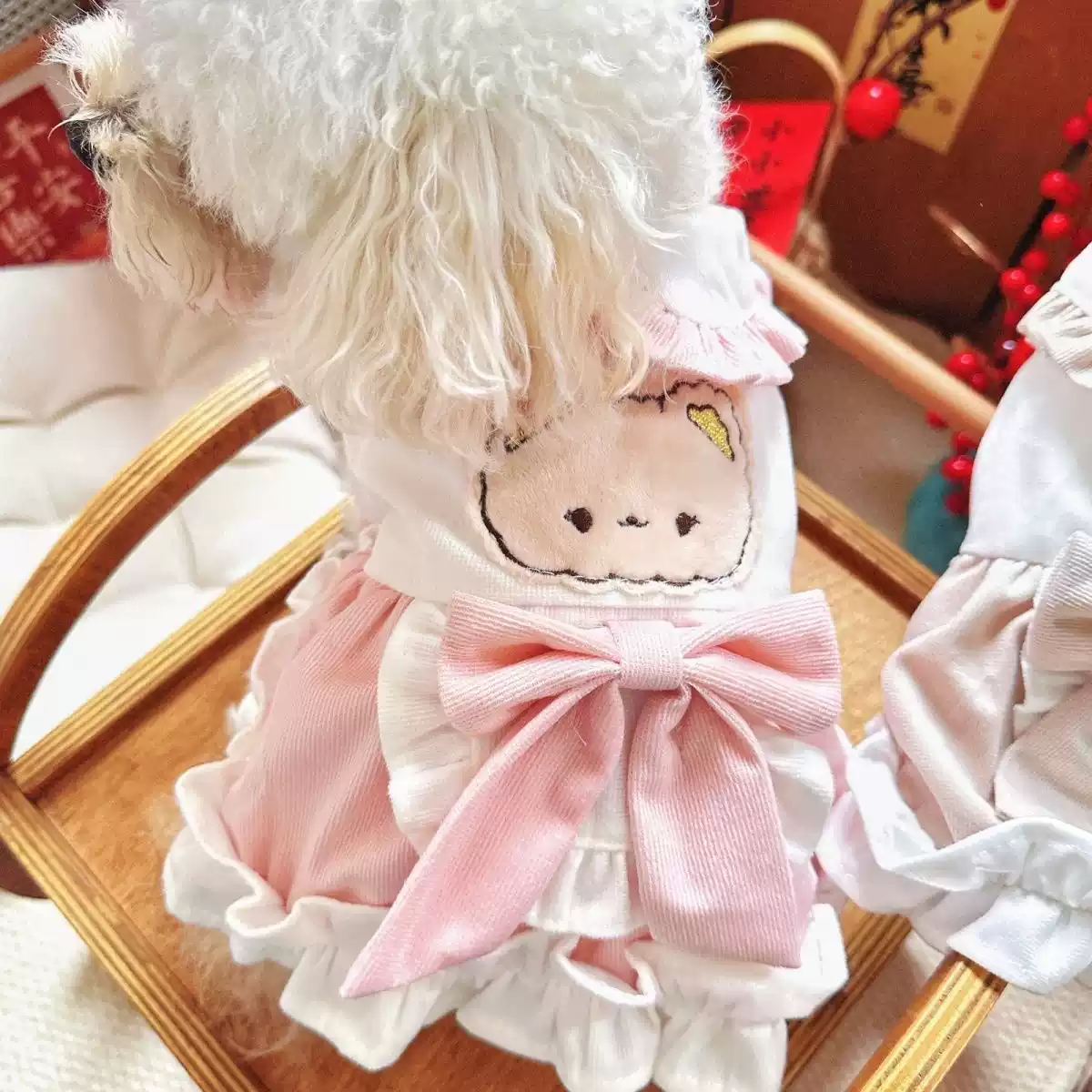 Cute Princess Bow Double-Layer Winter Dress for Small Dogs & Cats (Autumn/Winter Warm Thick)