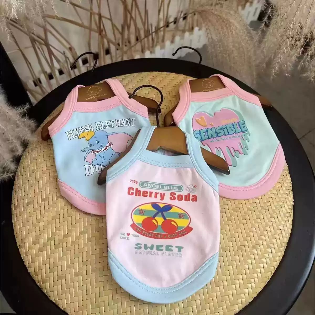 Cute Spring/Summer/Autumn Pet Camisole for Small Dogs & Cats, Dopamine Style, Hair Loss Prevention