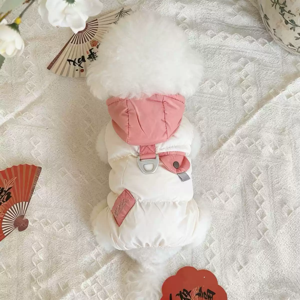 Autumn New Style Dog Clothes for Puppies & Small Dogs - Leash-Compatible, Adjustable, Color-Blocked, Windproof, Fleece-Lined Outdoor Wear