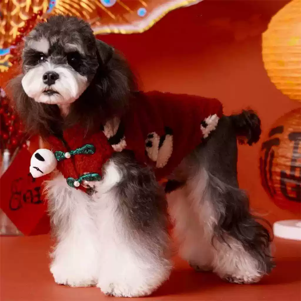 Pet New Year Sleeveless Vest - Panda Style, for Small Dogs (Schnauzer, Poodle, Bichon, Pomeranian) & Cats