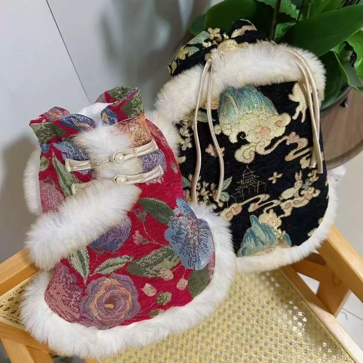 New Year Traditional Chinese Style Pet Cotton Vest, Red for Dogs