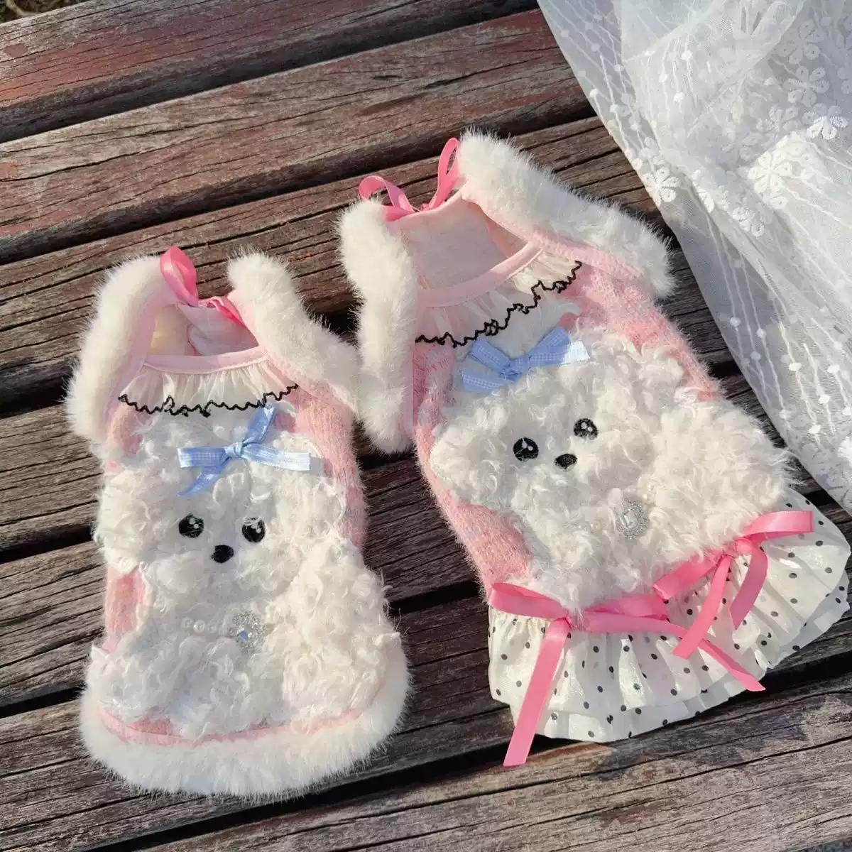 New Autumn & Winter Thick Plush Sling Vest Dress Pet Pajamas