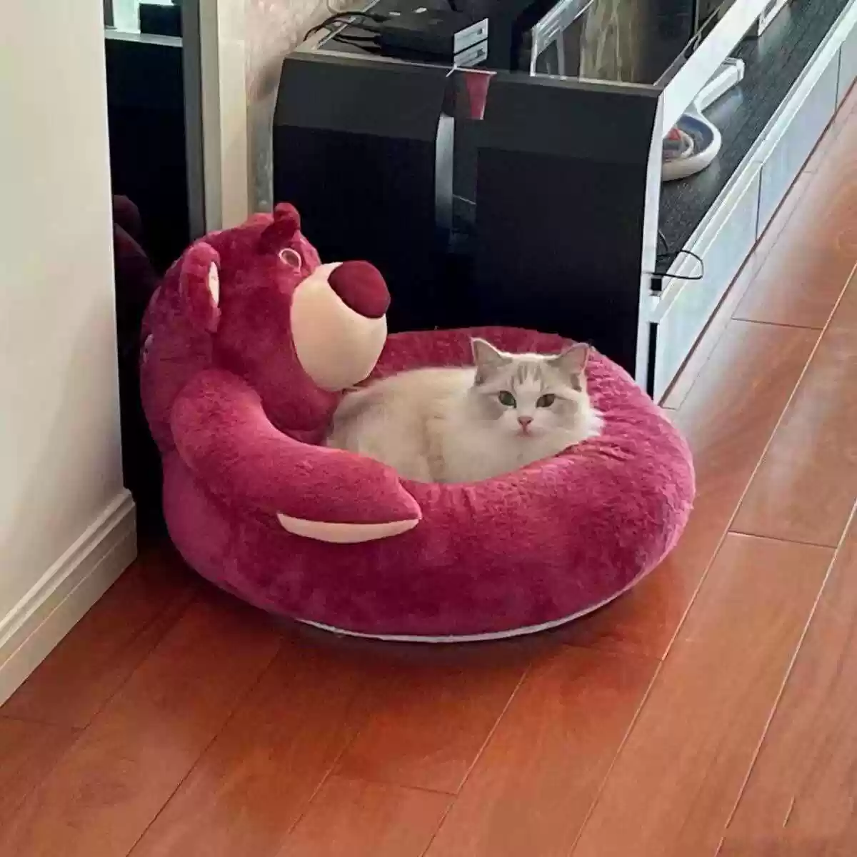 Strawberry Bear Pet Bed, Cat Bed, Winter Warmth Closed Style