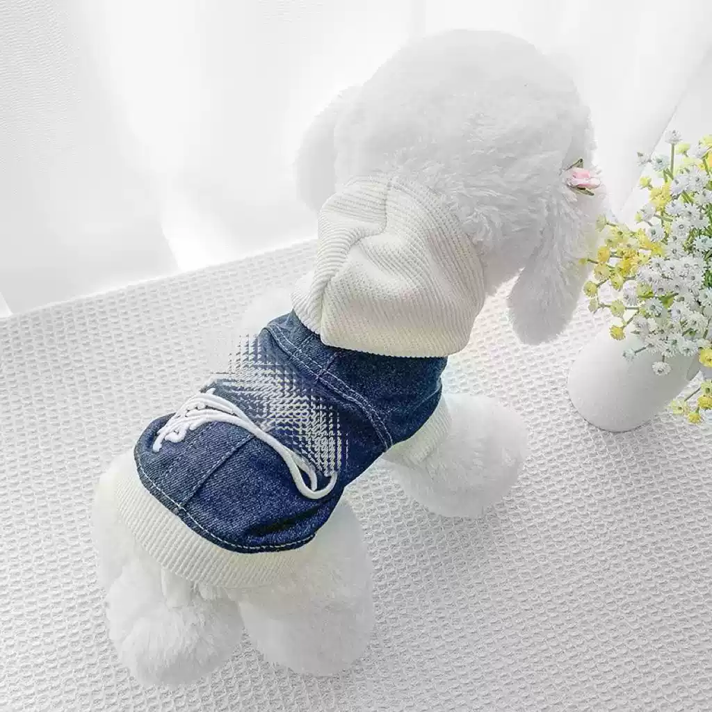 Dog & Cat Denim Vest, Leash-Compatible, Autumn/Winter Style for Small Pets