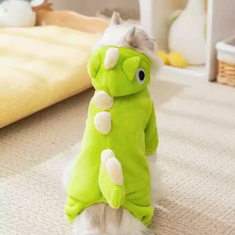 Dino-Themed Cat Anti-Shedding Winter Clothes for Autumn & Winter