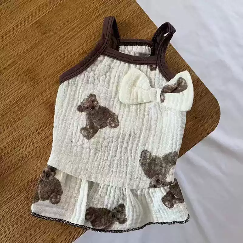 Soft Breathable Cotton Pet Sundress - Lightweight Summer Dress for Small Dogs & Cats (Teddy, Bichon, Pomeranian)