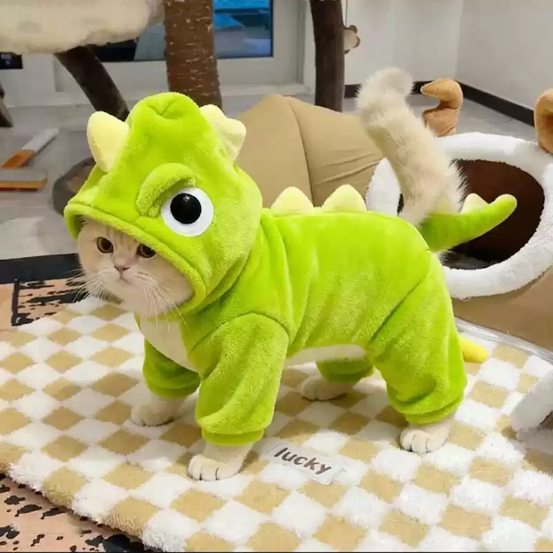 Cute & Funny Pet Onesie for Cats and Small Dogs, Autumn & Winter Outfit for Puppies