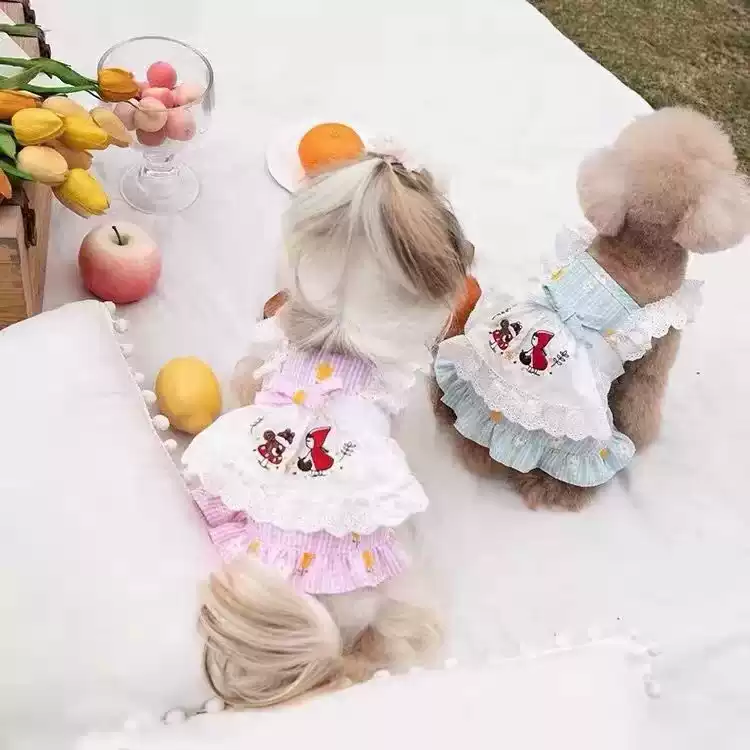 Small Pet Lace Halter Maid Dress Outfit for Dogs & Cats