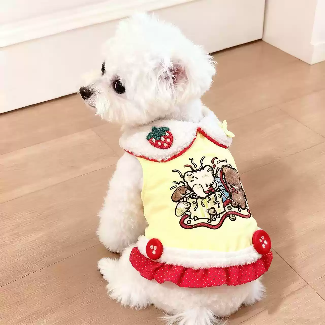 Fleece-Lined Pet Vest - Small Dog and Cat Apparel for Autumn/Winter, Home and Daily Use