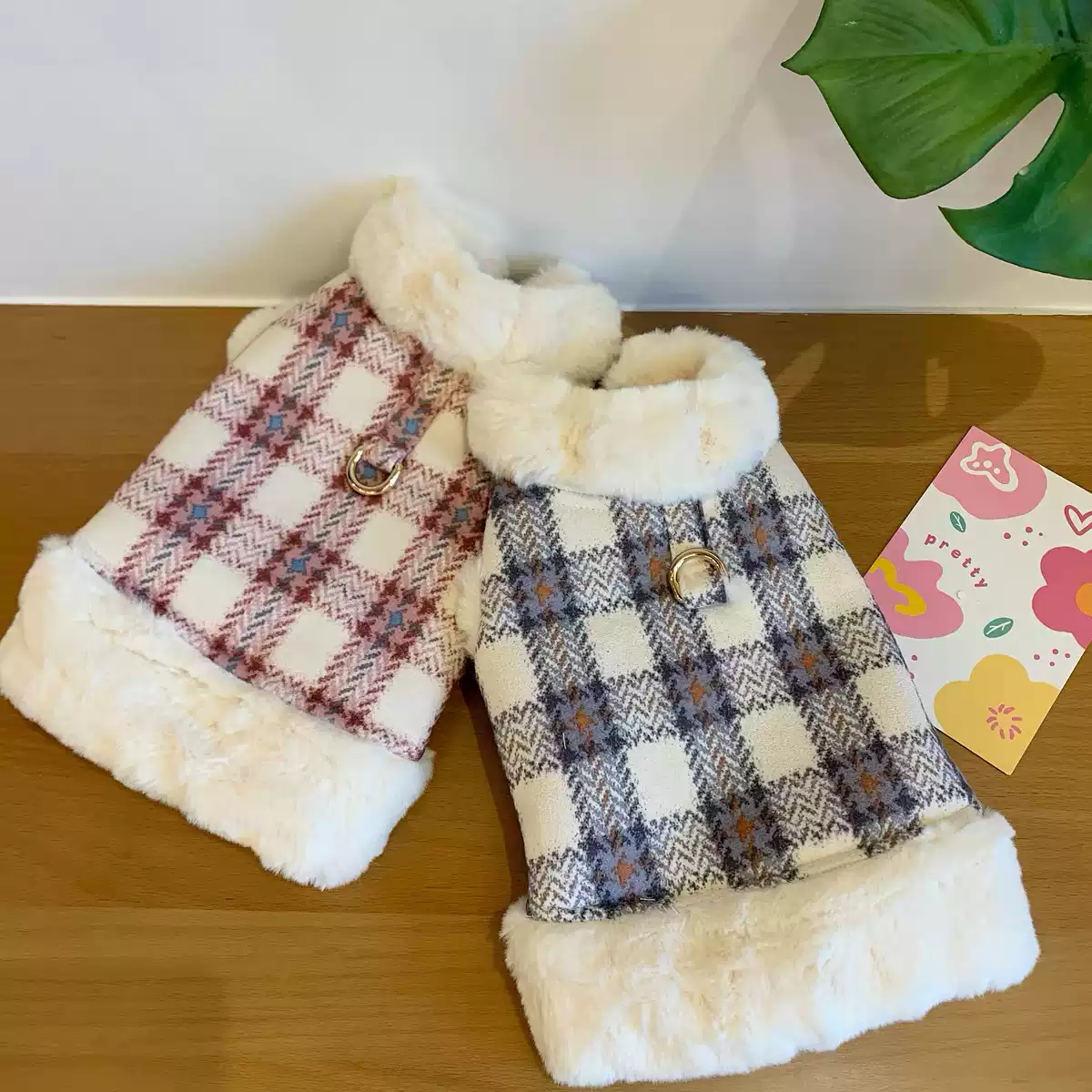 Fleece-Lined Winter Pet Coat with Leash Compatibility - Small Dogs & Cats, Autumn-Winter