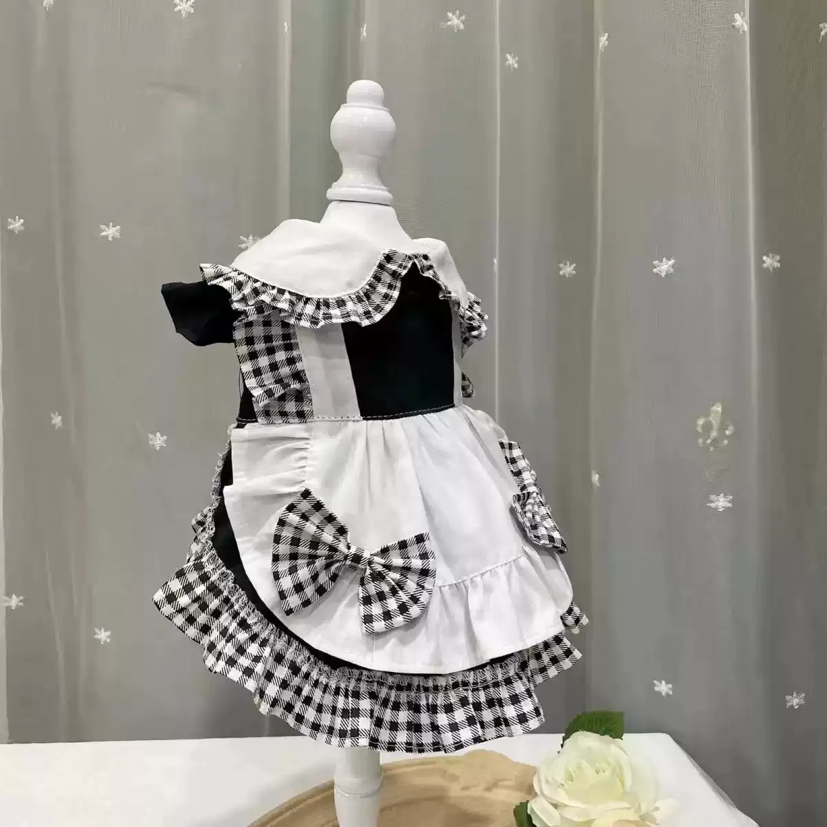 Cute Maid Style Pet Dress for Spring and Autumn, Suitable for Cats and Small/Medium Dogs
