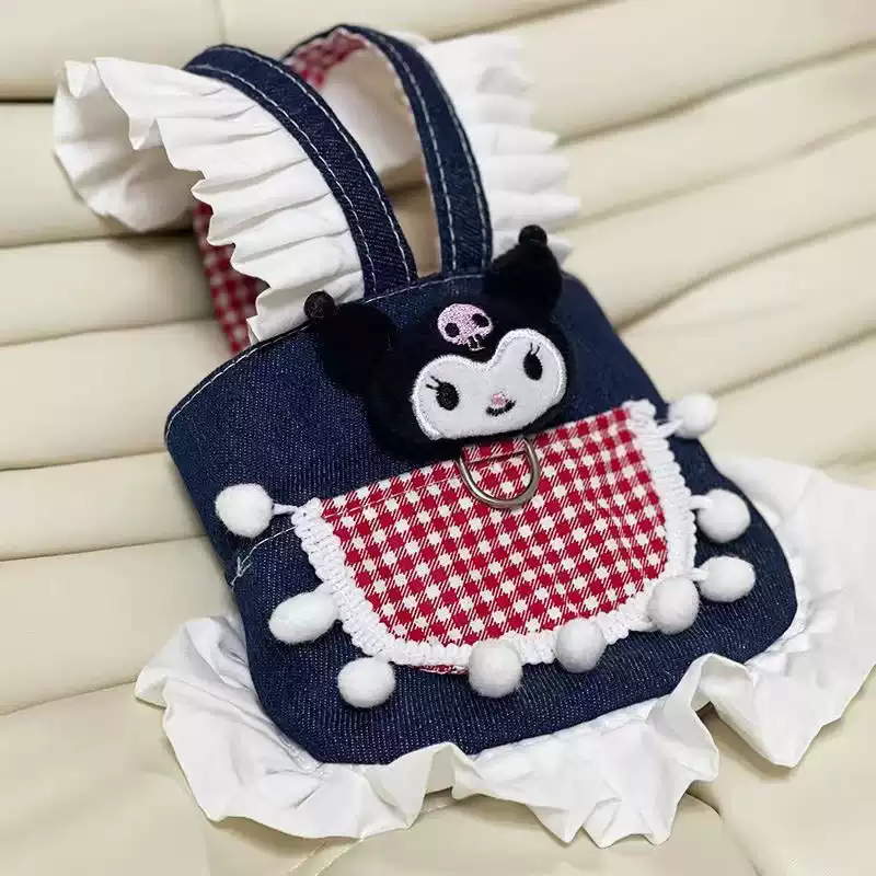 Stylish Denim Skirt Pet Harness & Leash Set for Dogs & Cats