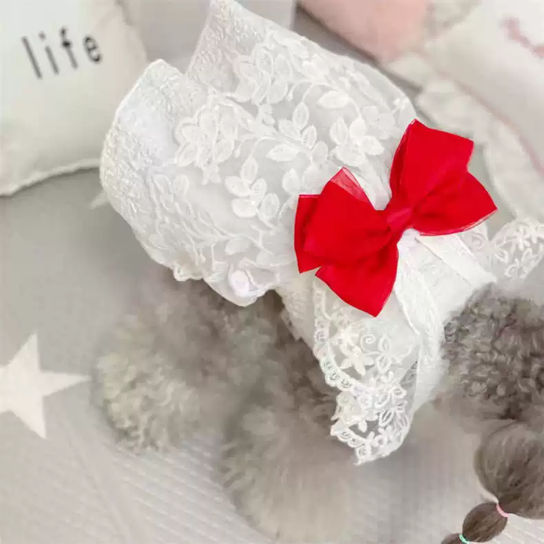 Spring/Summer New Style Bow Lace Pet Clothes - Wedding Dress for Dogs & Cats (Teddy, Bichon)