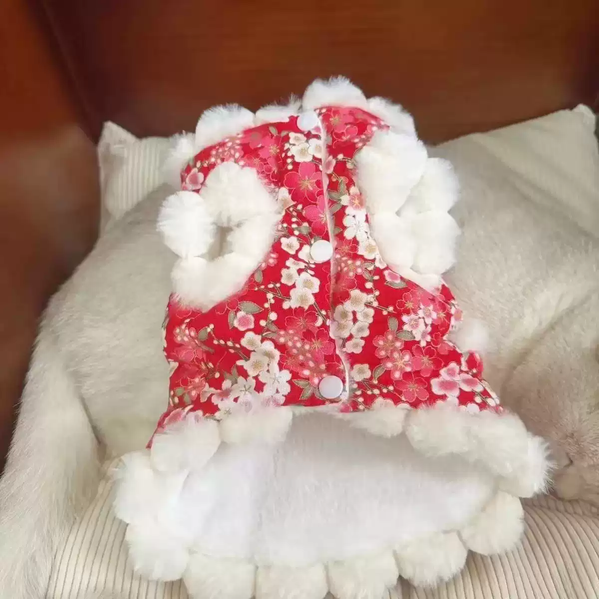 2024 New Chinese Style Winter Warm Dog & Cat New Year Festive Red Tang Suit