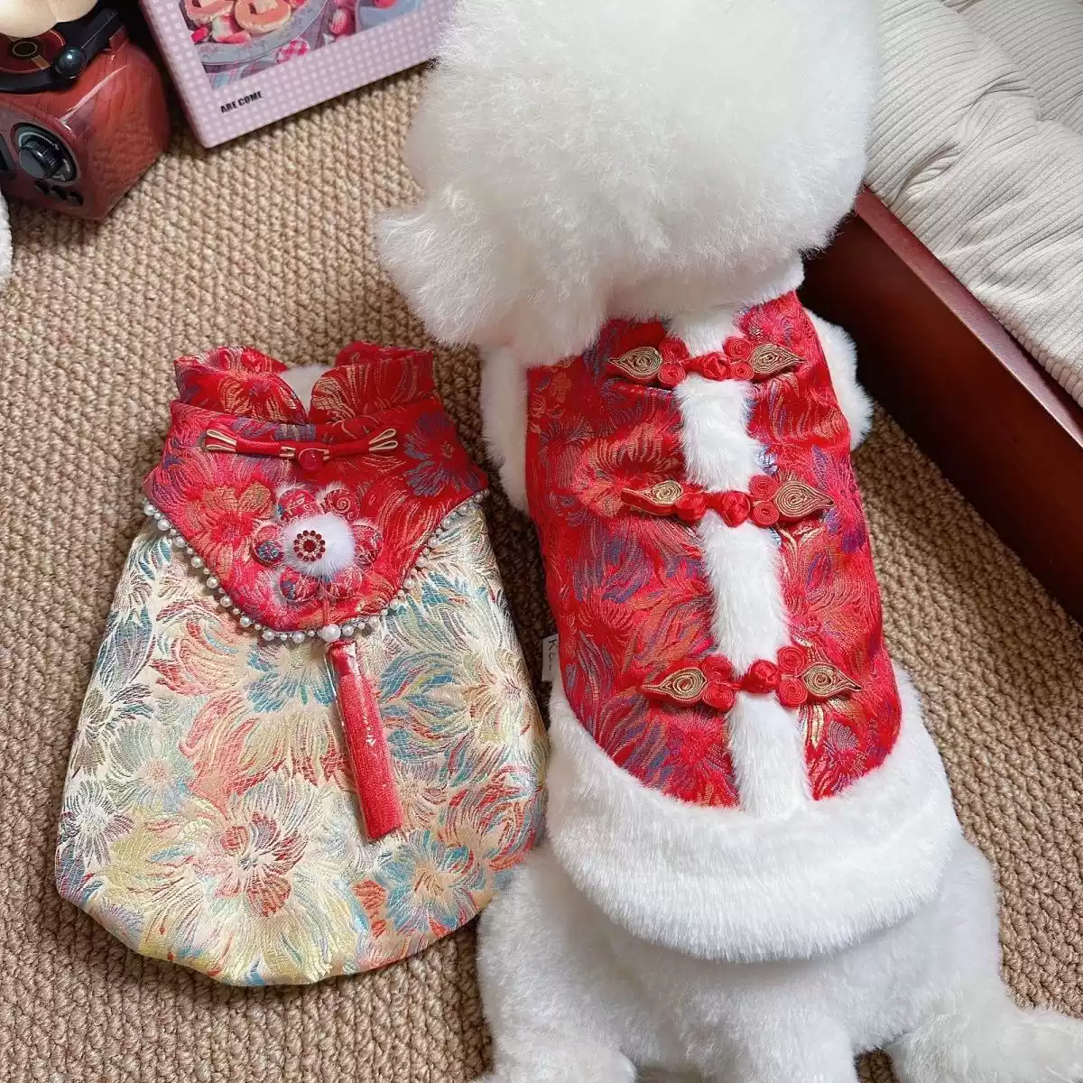 New Year Festive Dog Tang Suit Winter Thickened Warm Pet Clothes