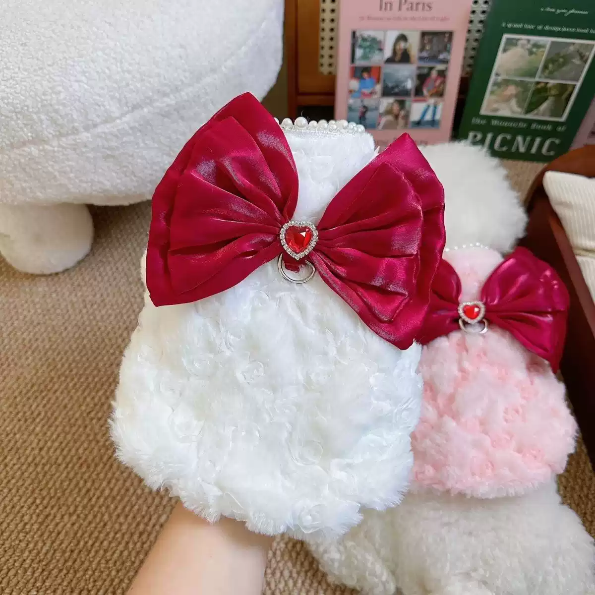 New Style Princess-Inspired Rabbit Fur Pet Bow Skirt - Warm Autumn & Winter Outfit for Dogs & Cats