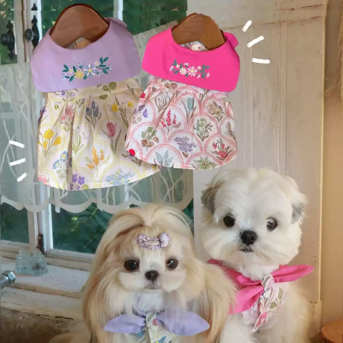 Small Dog Iris Pattern Dress - Suitable for Spring, Summer, Autumn Outdoor Activities
