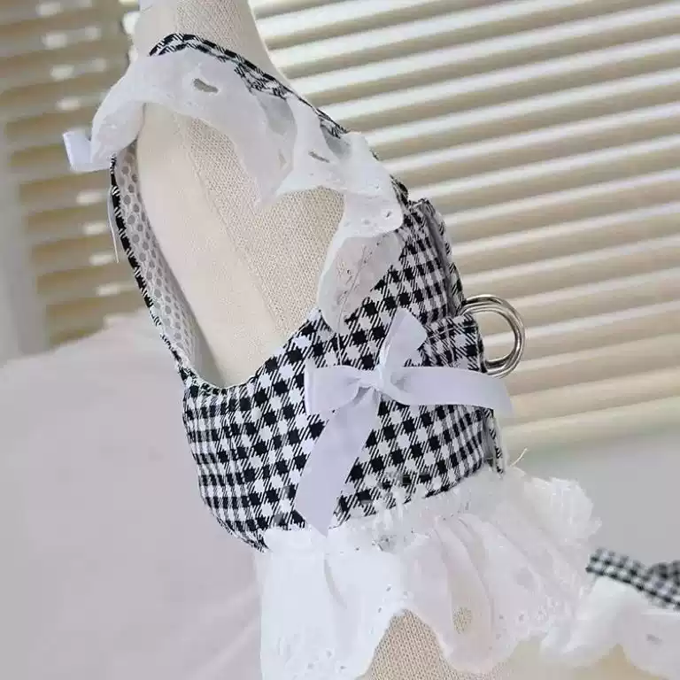 Checkered Lace Pet Harness & Traction Outfit for Dogs & Cats