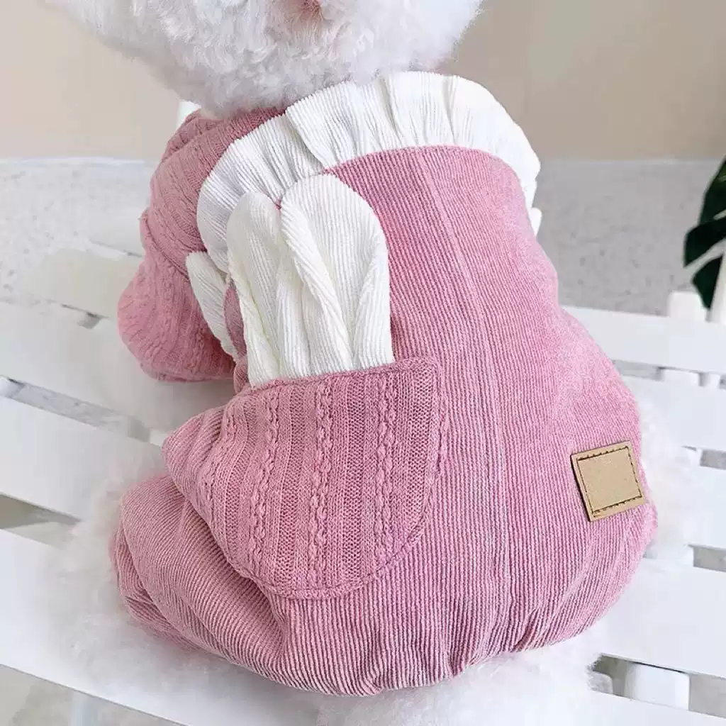 Rabbit Ear Trim Four-Legged Cotton Coat for Small Dogs & Cats - Winter Thickened