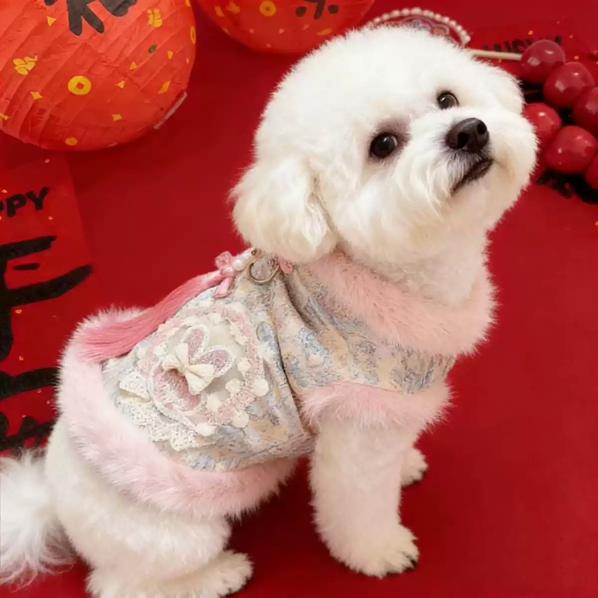 Festive Autumn-Winter Fleece-Lined Pet Tang Suit