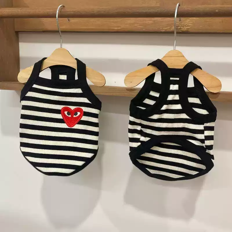 Small Dog & Cat Black & White Striped Summer Thin Pet Tank Top
