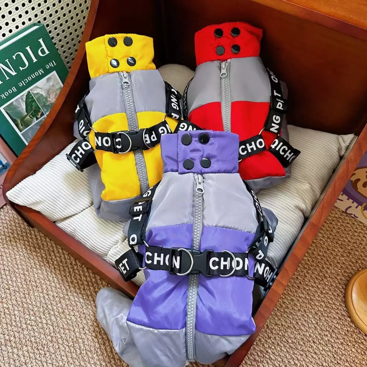 Thickened Cotton Harness Coat for Dogs, Pet Winter & Autumn Apparel