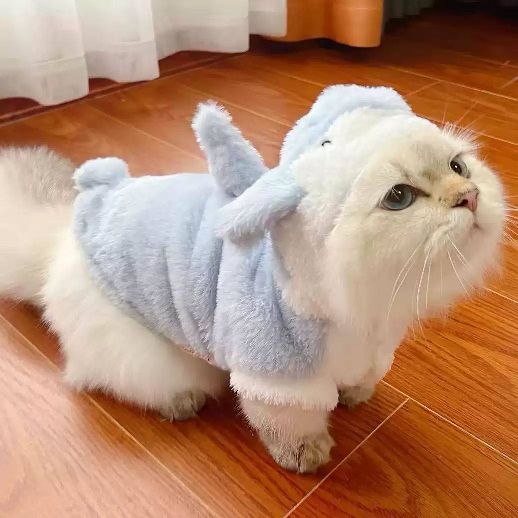 Fleece-Lined Shark Transformation Outfit - Winter Warm Costume for Cats & Dogs