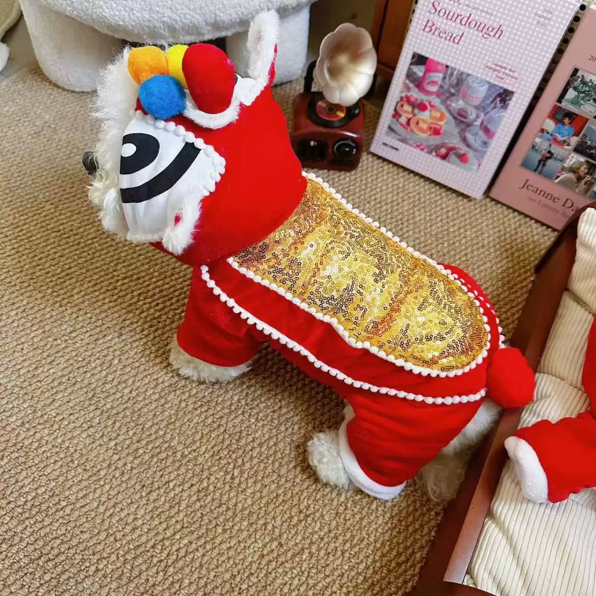 New Year Tang Suit Style Dog Winter Jacket for Small Dogs