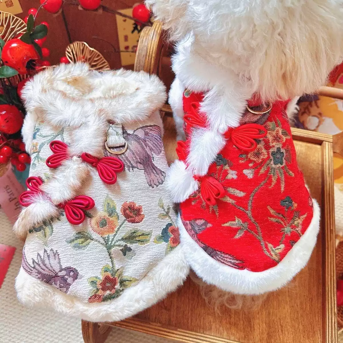 Small Pet New Year Tang Suit Winter Clothes - Festive Dog & Cat Outfit