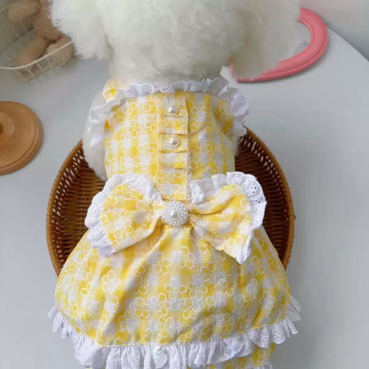 Spring/Summer Daisy Cake Dress for Pet Cats & Dogs - Cute Lace