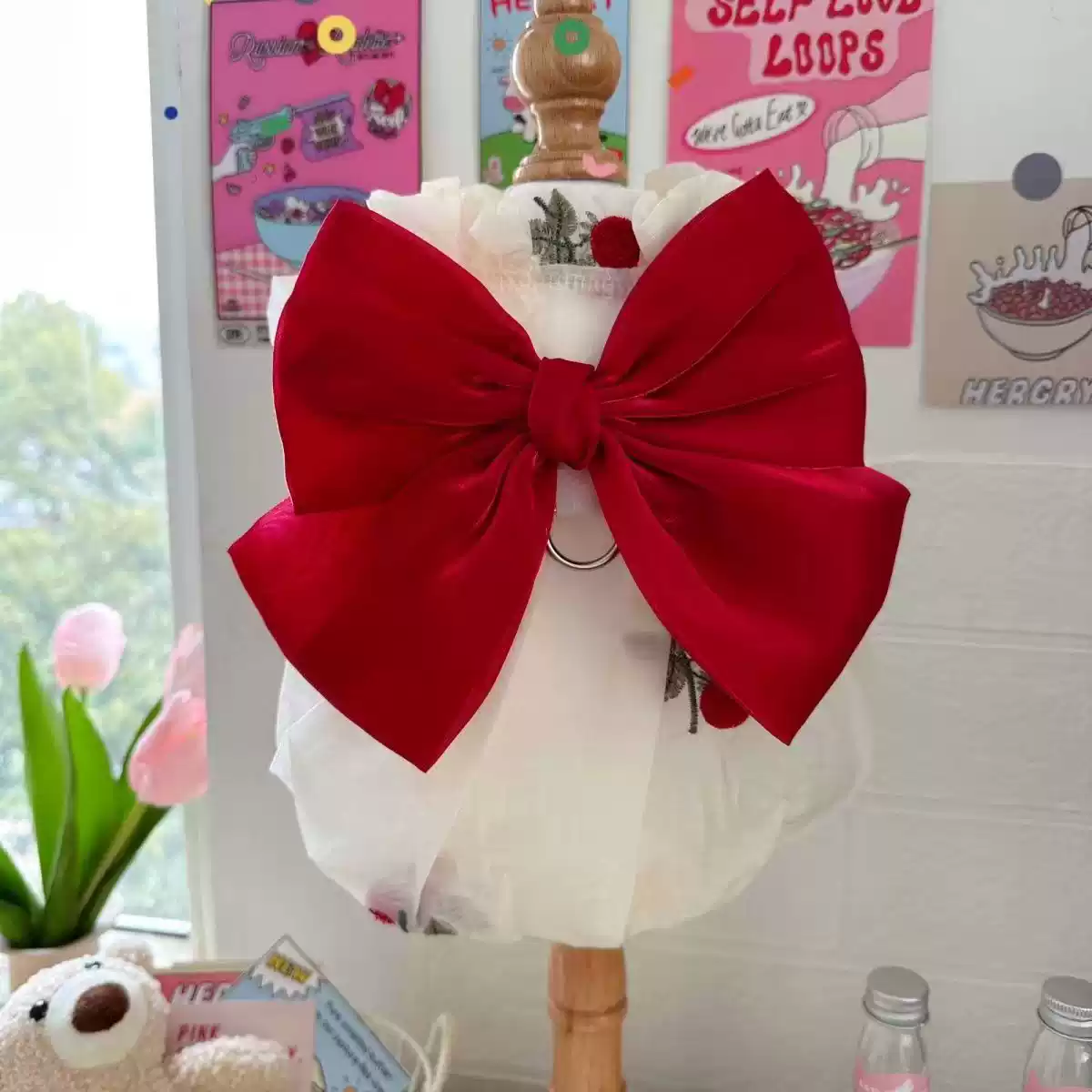 Cats & Dogs Spring & Summer Luminous Tulle Princess Dress - Pet Leash Compatible, Sun Protection, Elastic, Anti-Shedding