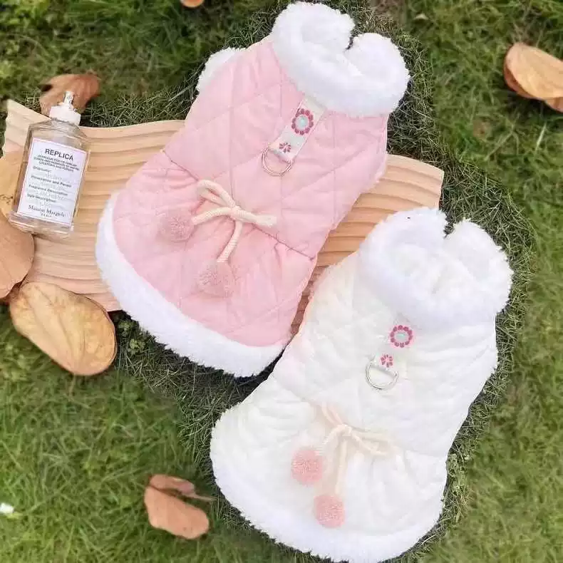 Pet Clothes Autumn Winter New Thick Cotton-Padded Leash Jacket Warm Cardigan for Dogs & Cats