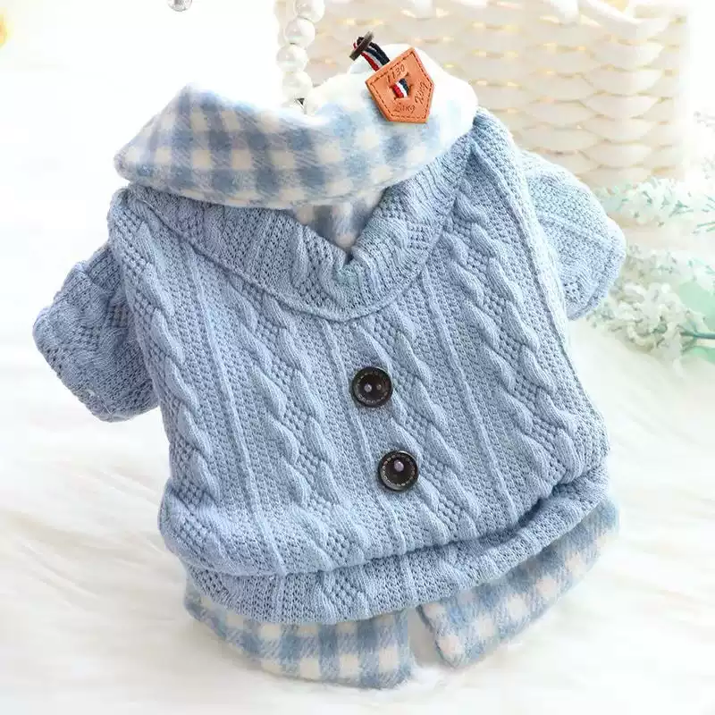 Dog & Cat Autumn/Winter Fake Two-Piece Fleece-Lined Warm Cotton-Padded Pet Clothing